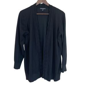 Cable and Gauge Woman Black Open Cardigan Size 1X